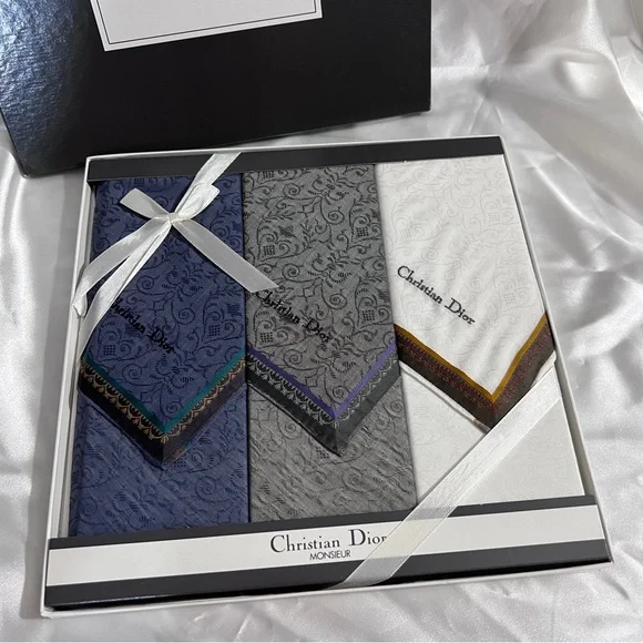 Dior Men's Handkerchief Set - Blue, Gray, White